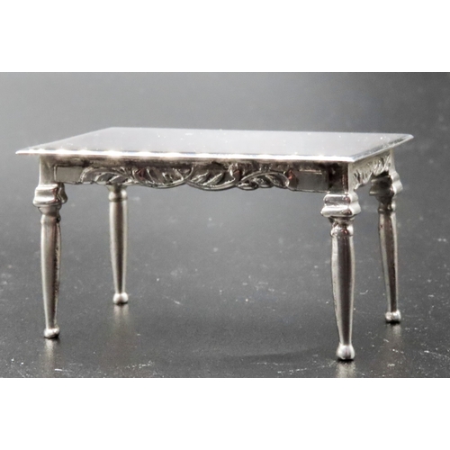 1847 - Novelty Silver Dining Table Rectangular Form Turned Supports 5cm Wide x 3cm Deep x 3cm High