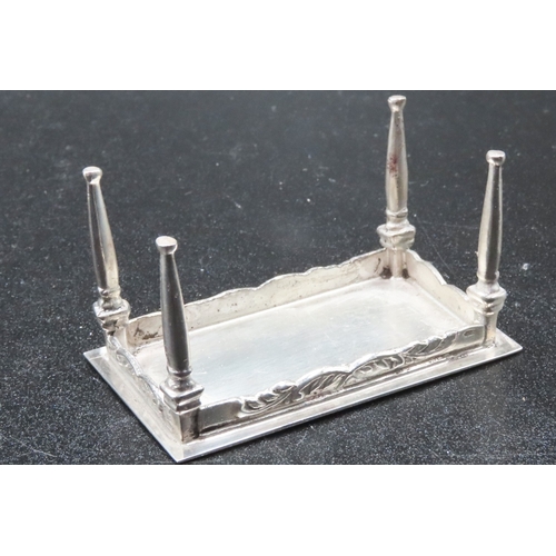 1847 - Novelty Silver Dining Table Rectangular Form Turned Supports 5cm Wide x 3cm Deep x 3cm High