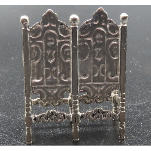 1848 - Silver Novelty Duet Settee Well Chased Upholstered Seat Above Turned Supports 4cm Wide x 4.5cm High