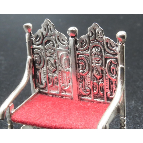 1848 - Silver Novelty Duet Settee Well Chased Upholstered Seat Above Turned Supports 4cm Wide x 4.5cm High