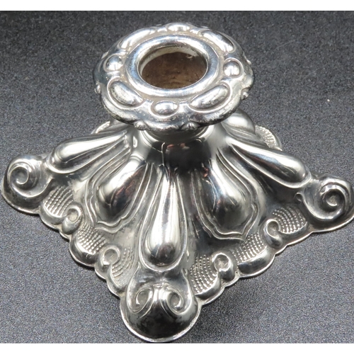 1851 - Silver Candle Stick Rest Rocco Form 4cm High x 6cm Wide