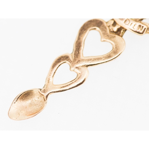 201 - 9 Carat Rose Gold Welsh Love Spoon Prince of Wales Plume Pendant 4.5cm Long