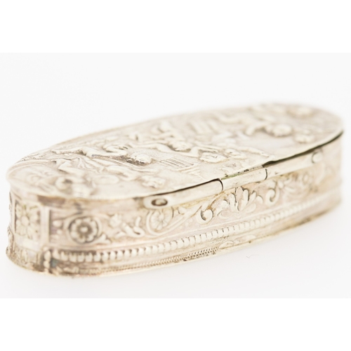 207 - Antique Oval Form Table Box Oval Form Decorated with Playful Cherub Motifs Approximately 8cm Wide Hi... 