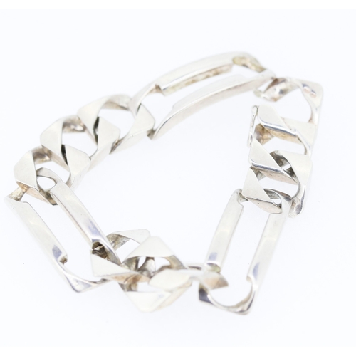 208 - Silver Figaro Link Statement Bracelet 18cm Long