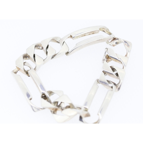 208 - Silver Figaro Link Statement Bracelet 18cm Long