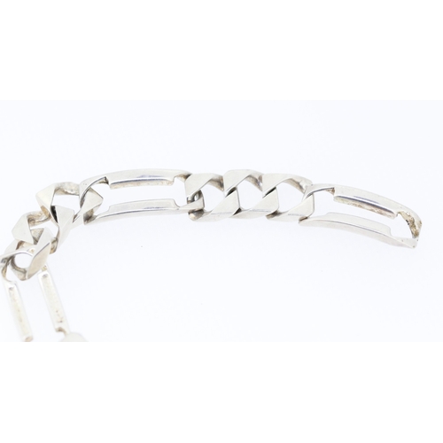 208 - Silver Figaro Link Statement Bracelet 18cm Long