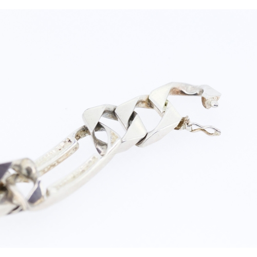 208 - Silver Figaro Link Statement Bracelet 18cm Long