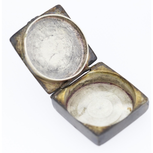 209 - Attractively Detailed Square Form Silver Pill Box 4cm by 4cm