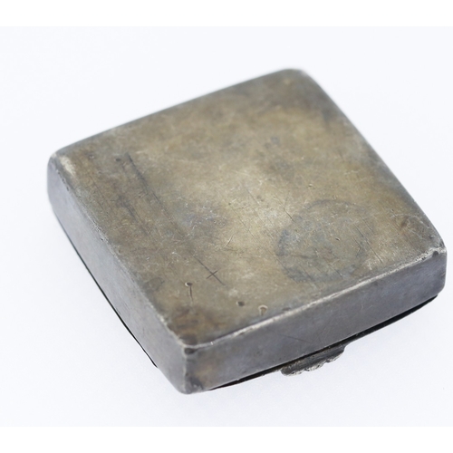 209 - Attractively Detailed Square Form Silver Pill Box 4cm by 4cm