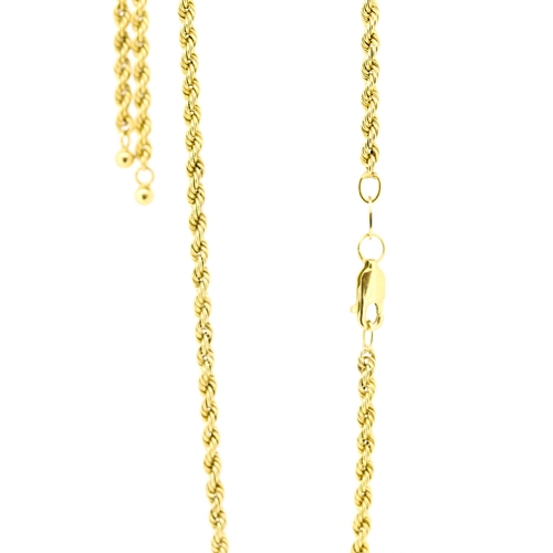 21 - 9 Carat Yellow Gold Rope Chain Necklace 40cm Long with Knot Motif Drop 4cm