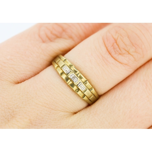 215 - Diamond Inset Bar Motif Ring Mounted in 9 Carat Yellow Gold Ring Size Q