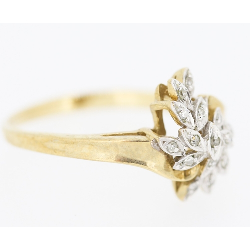 217 - Finely Detailed Diamond Set Cluster Ring Mounted in 9 Carat Yellow Gold Ring Size N