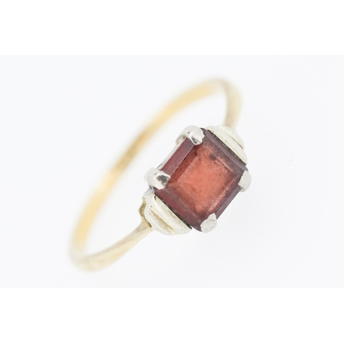 225 - Red Garnet Set Single Stone Ring Mounted in 9 Carat Yellow Gold Ring Size L and a Half