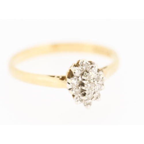 228 - Diamond Cluster Set Ring Mounted in 9 Carat Yellow Gold Ring Size K and a Half