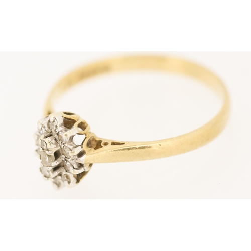 228 - Diamond Cluster Set Ring Mounted in 9 Carat Yellow Gold Ring Size K and a Half