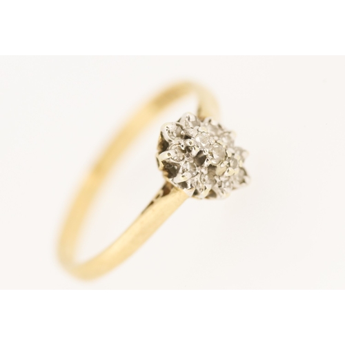 228 - Diamond Cluster Set Ring Mounted in 9 Carat Yellow Gold Ring Size K and a Half