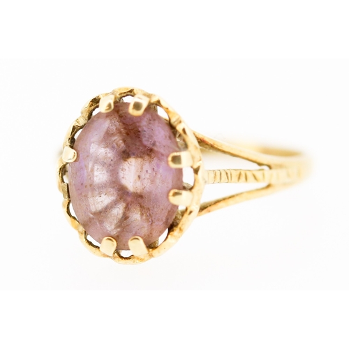 23 - Attractively Detailed Amethyst Set Single Stone Ring Mounted in 9 Carat Yellow Gold Ring Size J