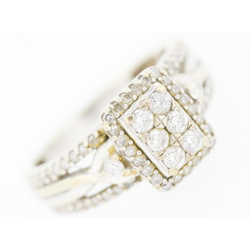 234 - Diamond Set Cluster Ring with Further Diamonds Set to Shoulders and Band Mounted in 9 Carat White Go... 