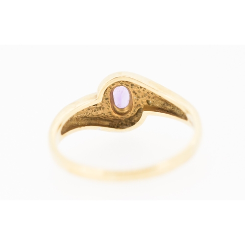 239 - Bezel Set Amethyst Swirl Motif Ring with Diamond Insets to Shoulders Mounted in 9 Carat Yellow Gold ... 