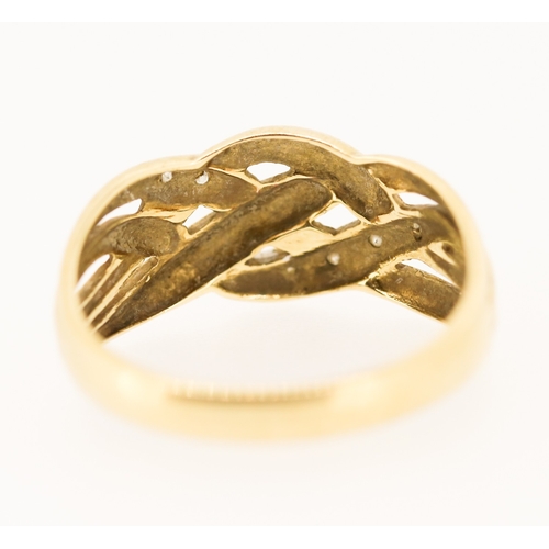 240 - Diamond Set Braid Motif Ring Mounted in 9 Carat Yellow Gold Ring Size O