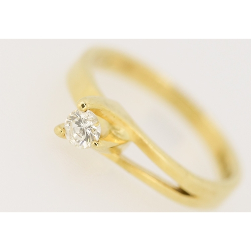 243 - Diamond Solitaire Three Claw Set Mounted in 18 Carat Yellow Gold Ring Size L and a Half