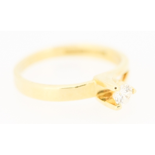 243 - Diamond Solitaire Three Claw Set Mounted in 18 Carat Yellow Gold Ring Size L and a Half