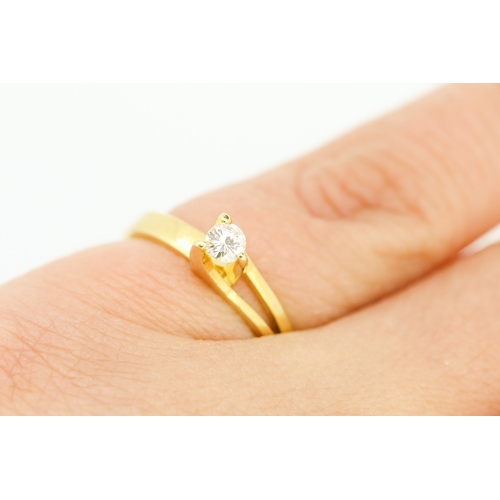 243 - Diamond Solitaire Three Claw Set Mounted in 18 Carat Yellow Gold Ring Size L and a Half