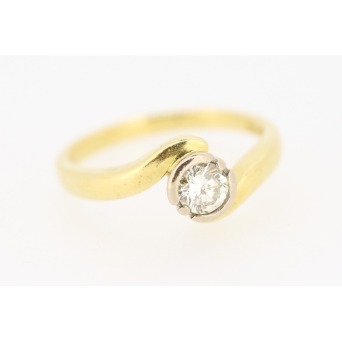 244 - Diamond Solitaire Half Bezel Set Wraparound Form Mounted in 18 Carat Yellow Gold Ring Size N