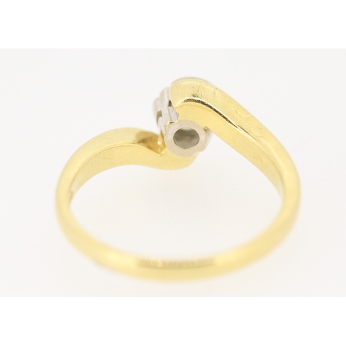 244 - Diamond Solitaire Half Bezel Set Wraparound Form Mounted in 18 Carat Yellow Gold Ring Size N