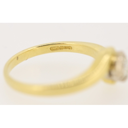 244 - Diamond Solitaire Half Bezel Set Wraparound Form Mounted in 18 Carat Yellow Gold Ring Size N