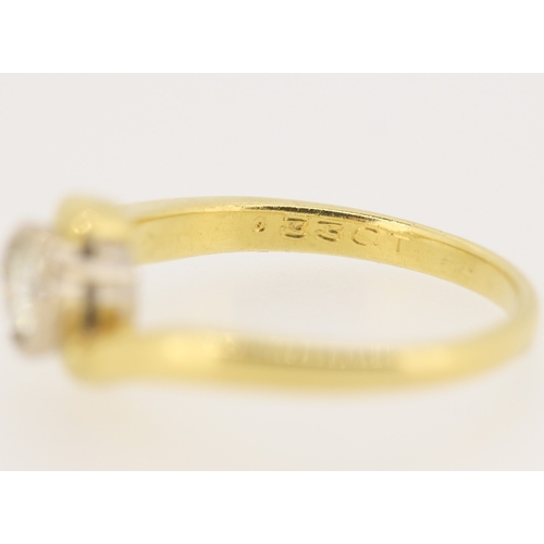 244 - Diamond Solitaire Half Bezel Set Wraparound Form Mounted in 18 Carat Yellow Gold Ring Size N