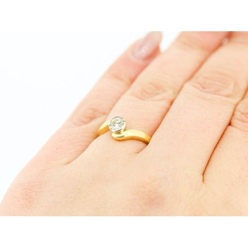 244 - Diamond Solitaire Half Bezel Set Wraparound Form Mounted in 18 Carat Yellow Gold Ring Size N