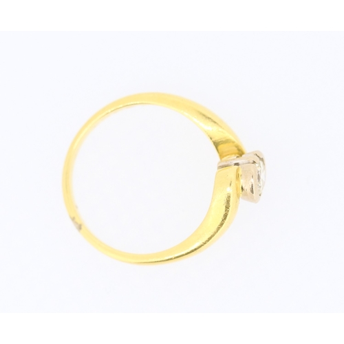 244 - Diamond Solitaire Half Bezel Set Wraparound Form Mounted in 18 Carat Yellow Gold Ring Size N