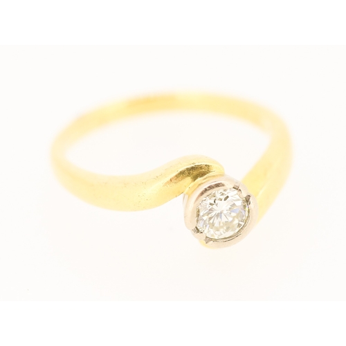 244 - Diamond Solitaire Half Bezel Set Wraparound Form Mounted in 18 Carat Yellow Gold Ring Size N