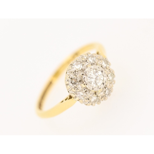 245 - Finely Detailed Diamond Cluster Ring set in Platinum Mounted on 18 Carat Yellow Gold Ring Size O and... 