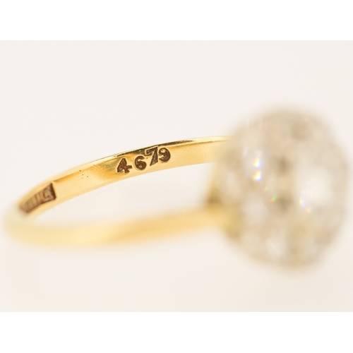 245 - Finely Detailed Diamond Cluster Ring set in Platinum Mounted on 18 Carat Yellow Gold Ring Size O and... 