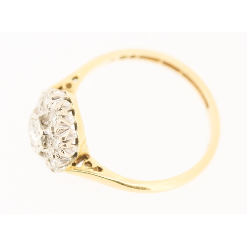 245 - Finely Detailed Diamond Cluster Ring set in Platinum Mounted on 18 Carat Yellow Gold Ring Size O and... 