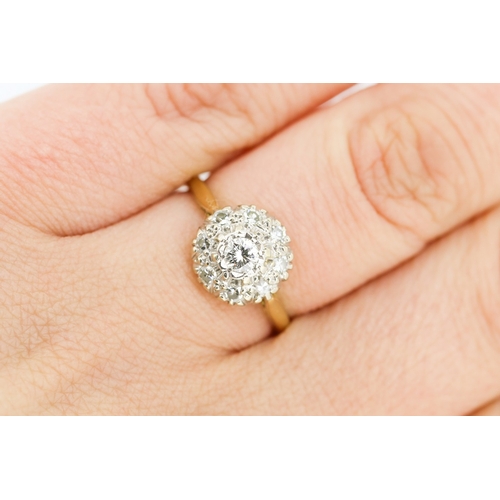 245 - Finely Detailed Diamond Cluster Ring set in Platinum Mounted on 18 Carat Yellow Gold Ring Size O and... 