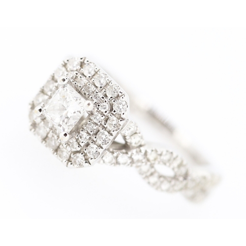 247 - Vera Wang Diamond Set Cluster Ring Braid Motif to Band Mounted in 18 Carat White Gold Total Diamond ... 