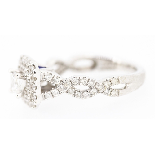 247 - Vera Wang Diamond Set Cluster Ring Braid Motif to Band Mounted in 18 Carat White Gold Total Diamond ... 