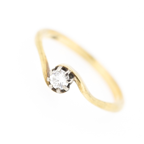 250 - Diamond Solitaire Wrap Around Form Ring Mounted in 9 Carat Yellow Gold Ring Size O and a Half