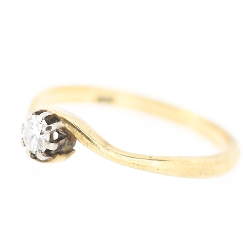 250 - Diamond Solitaire Wrap Around Form Ring Mounted in 9 Carat Yellow Gold Ring Size O and a Half