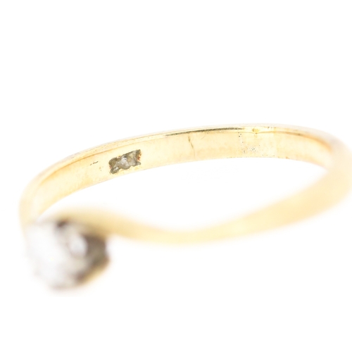 250 - Diamond Solitaire Wrap Around Form Ring Mounted in 9 Carat Yellow Gold Ring Size O and a Half