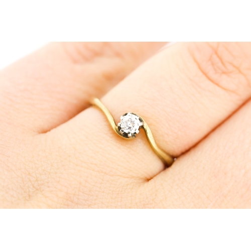 250 - Diamond Solitaire Wrap Around Form Ring Mounted in 9 Carat Yellow Gold Ring Size O and a Half