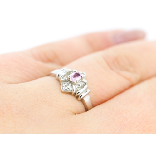 253 - Attractively Detailed Morganite and Diamond Set Ring Mounted in 9 Carat White Gold Ring Size N and a... 