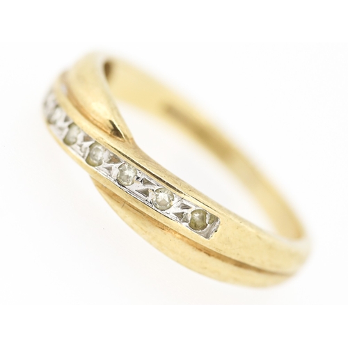 254 - Diamond Set Crossover Ring Mounted in 9 Carat Yellow Gold Ring Size K and a Half