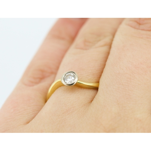 265 - Diamond Solitaire Bezel Set Mounted in 18 Carat Yellow Gold Ring Size Q