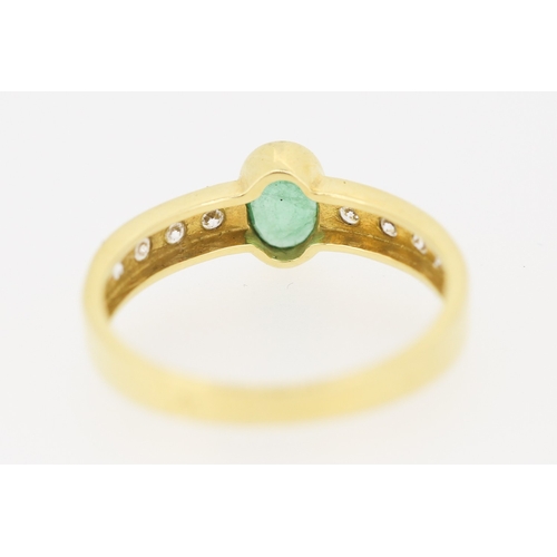 267 - Bezel Set Emerald and Gemstone Set Ladies Ring Mounted in 18 Carat Yellow Gold Ring Size O and a Hal... 