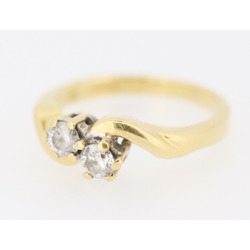 268 - Diamond Twin Stone Wrap Around Form Ring Mounted in 18 Carat Yellow Gold Ring Size L