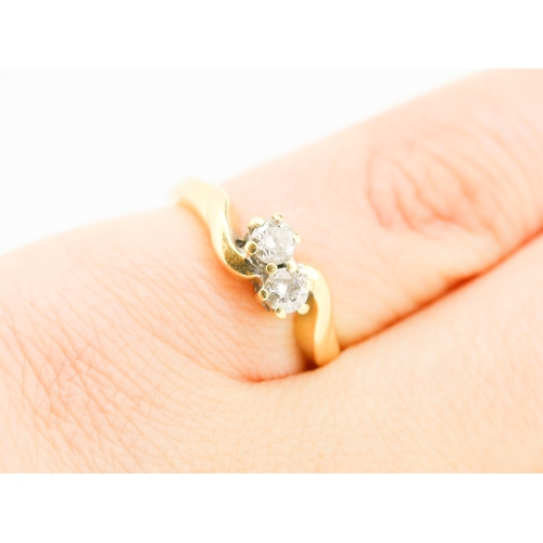 268 - Diamond Twin Stone Wrap Around Form Ring Mounted in 18 Carat Yellow Gold Ring Size L